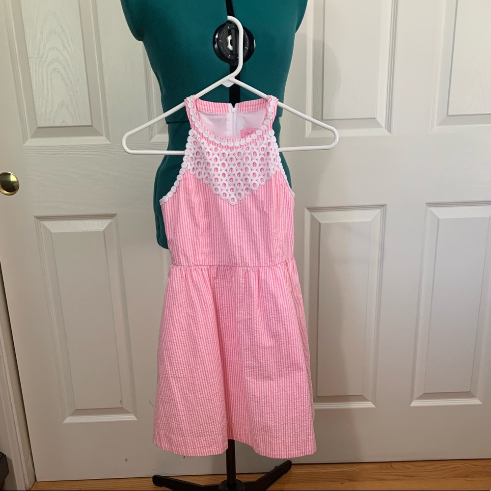 Lilly Pulitzer Girls Kinley Dress Pink Cosmo Size 12
